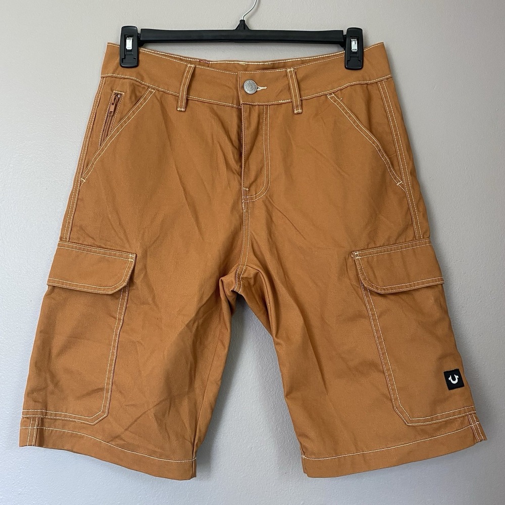 True Religion Cargo Shorts‎ Dark Khaki Men's Sz 30 (32x12) Utility Hiking Casual - Picture 2 of 12